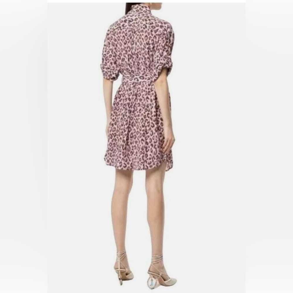 Zimmermann Pink Leopard-Print Short-Sleeve Silk Mini Dress